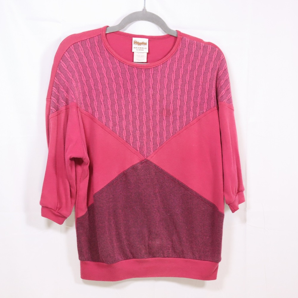 Bramble Lane Pullover Sweatshirt Small Pink Womens Vintage Colorblock Top